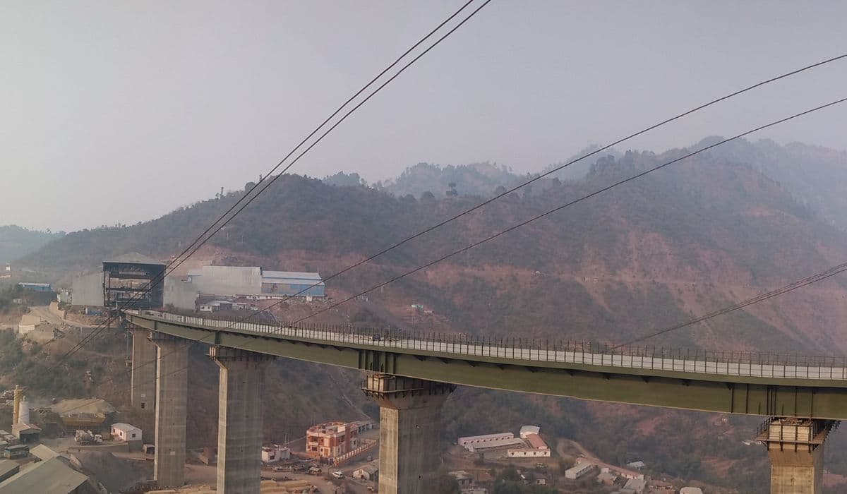 Chenab Rail Bridge on the Chenab River in Jammu and Kashmir