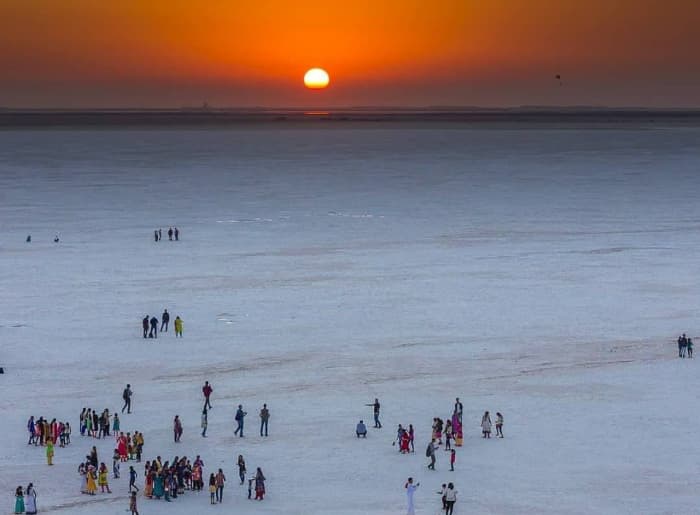 White Rann salt desert near Dhordo in Kutch, Gujarat, during Rann Utsav