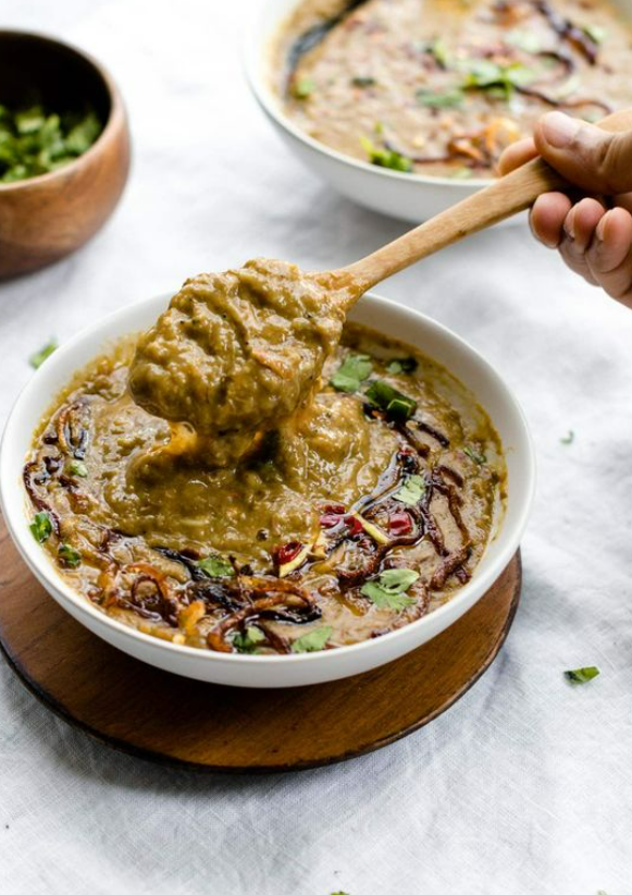 Bowl of minced mutton meat cooked in a runny gravy