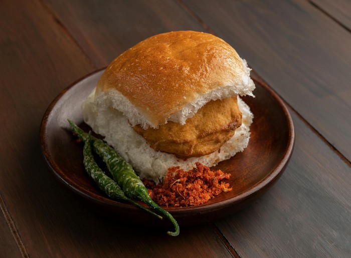 Vada pav on a plate