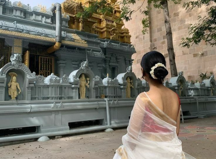 Saree in a South Indian temple