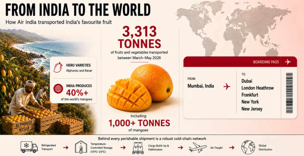 Air India Flies Over 1,000 Tonnes of Indian Mangoes Worldwide In Just Three Months 1 Indian Mangoes