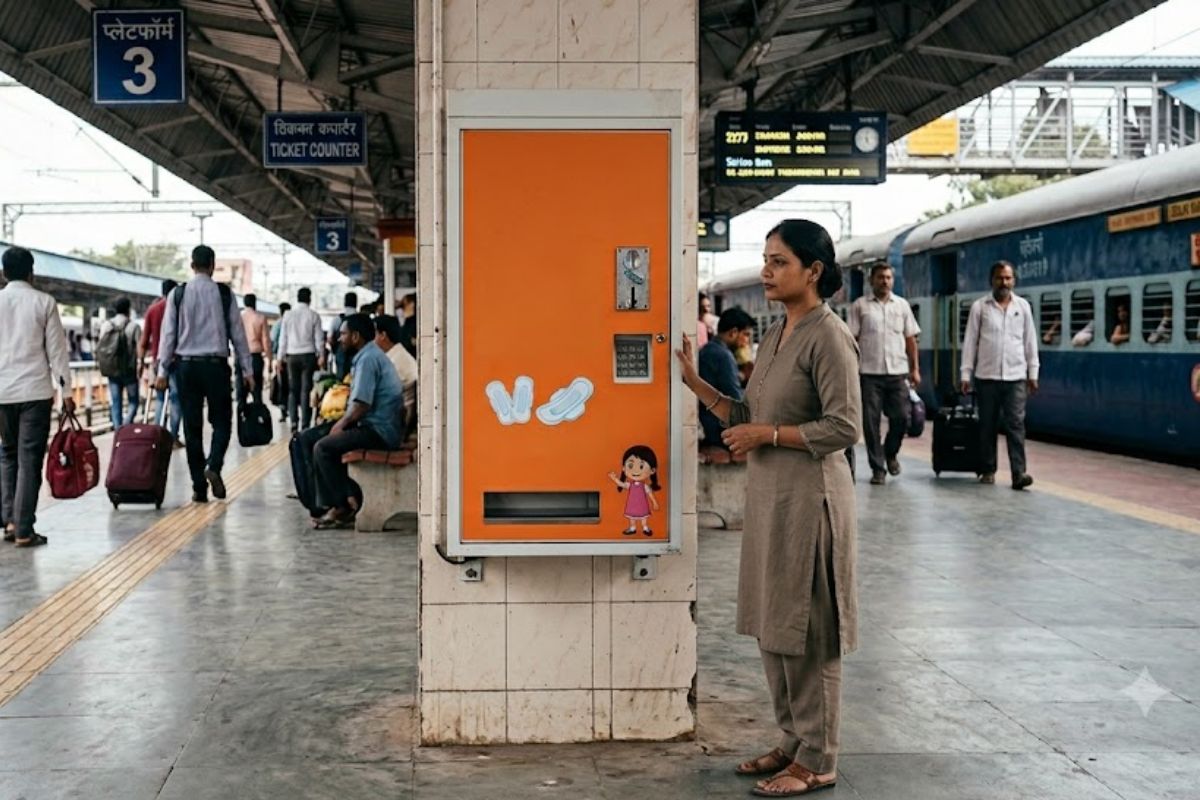 Indian railways sanitary pad vending machine