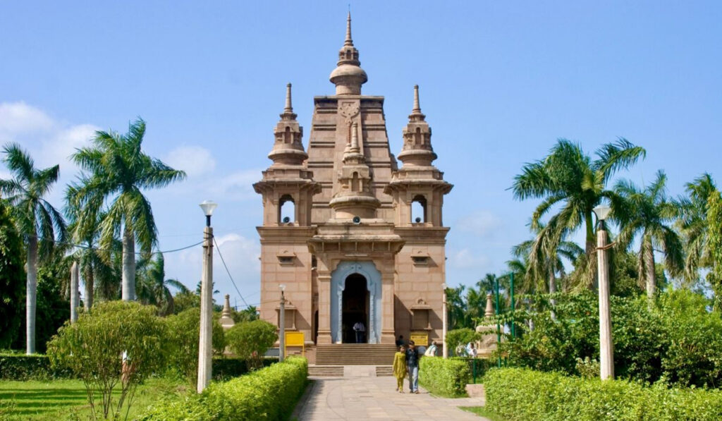 Dhamek Stupa at Sarnath near Varanasi, an important Buddhist pilgrimage site in Uttar Pradesh