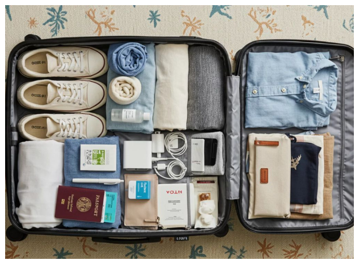 How To Pack A Suitcase: 10 Smart Tips For Easy Travel 1 Organised suitcase with travel essentials and packing items