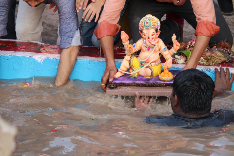 Ganesh Visarjan during on the fifth day of Ganesh Chaturthi