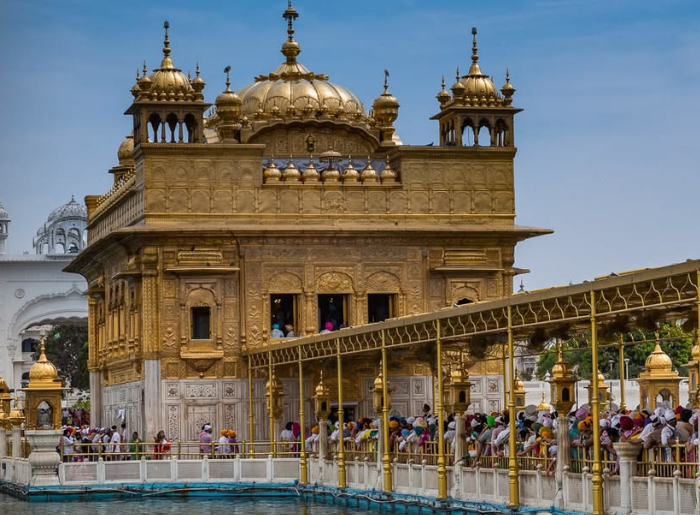 Golden Temple in Amritsar seen in morning and at night