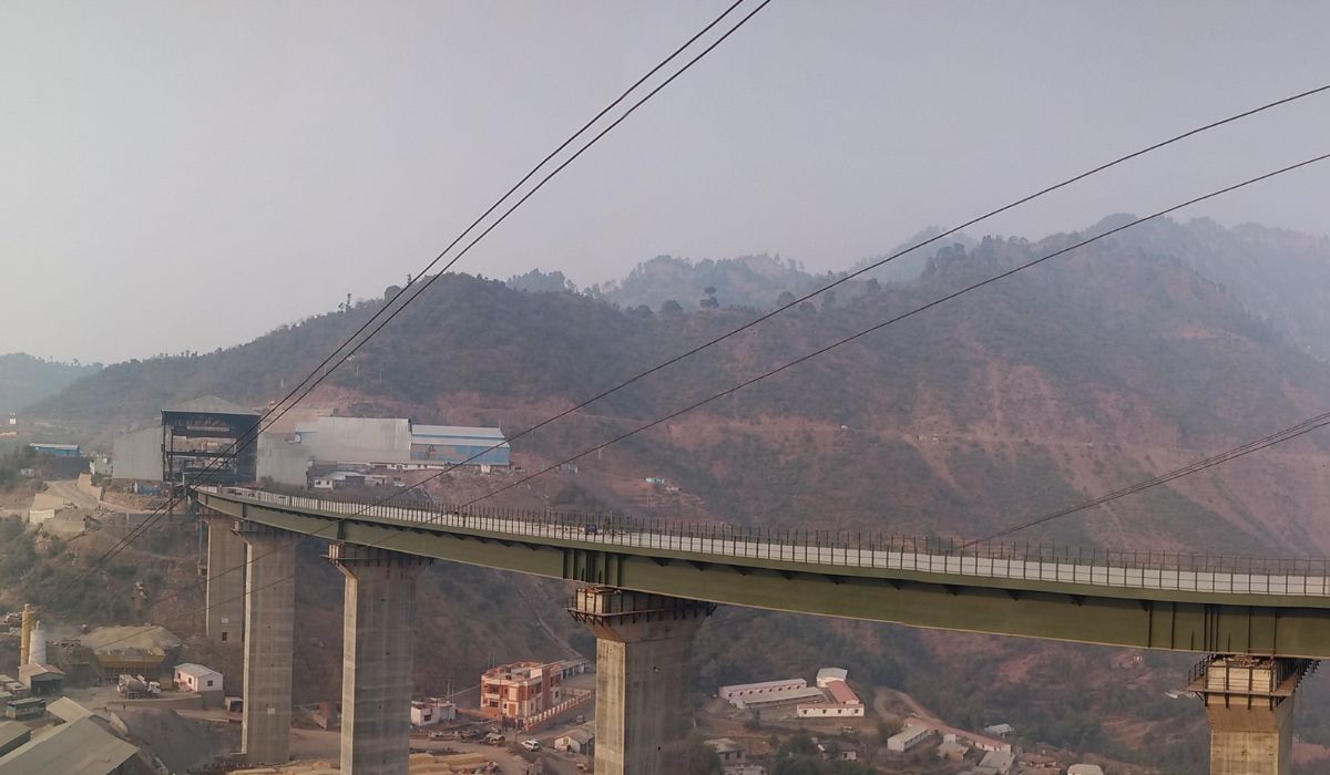 Chenab Rail Bridge on the Chenab River in Jammu and Kashmir
