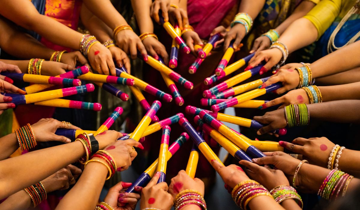 People performing Garba and Dandiya at a Navratri celebration in Delhi-NCR