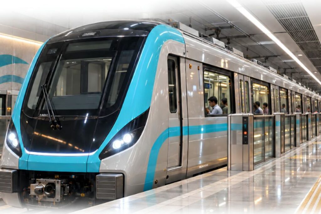 Mumbai Metro 3 Aqua Line train at a station