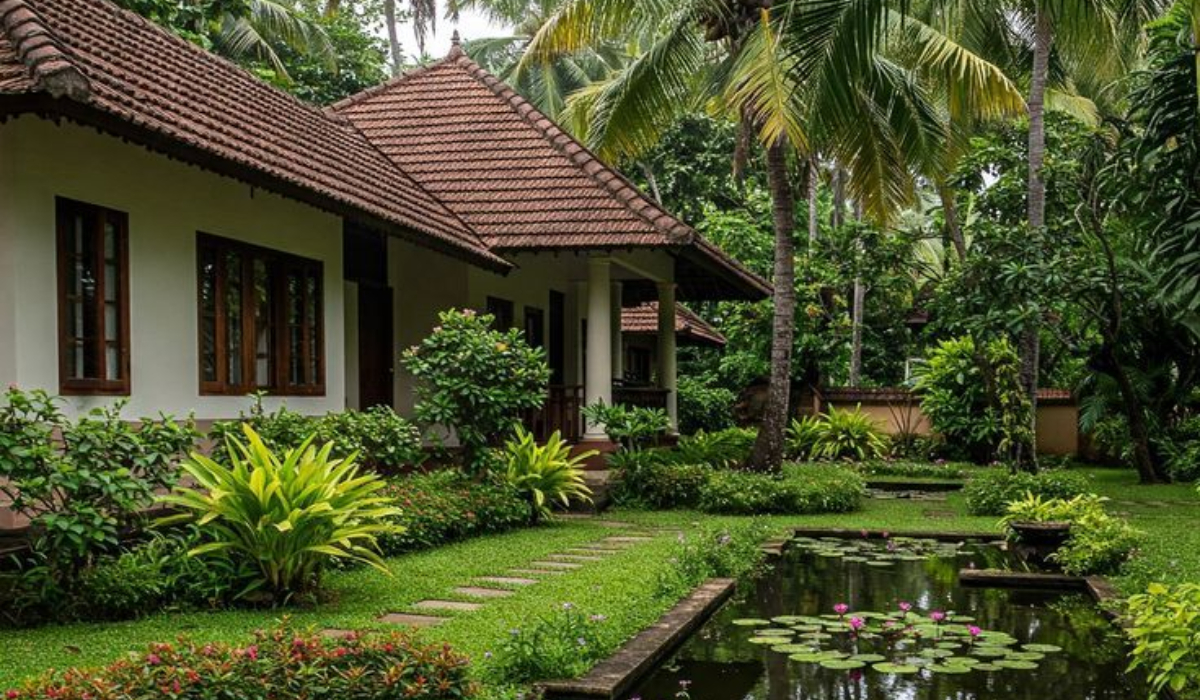 Indian homestay surrounded by mountaina and forests