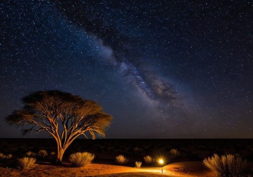 Milky Way visible over a dark desert landscape