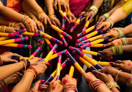 People performing Garba and Dandiya at a Navratri celebration in Delhi-NCR