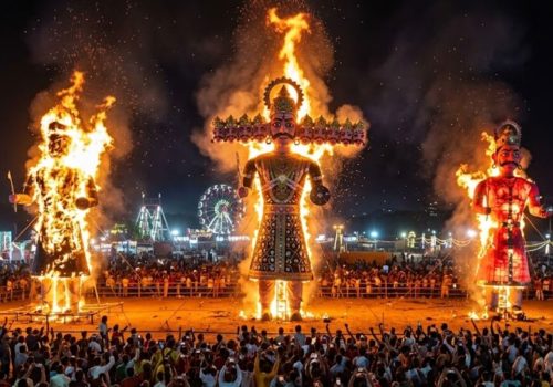 Ravan Dahan celebration during Dussehra in India